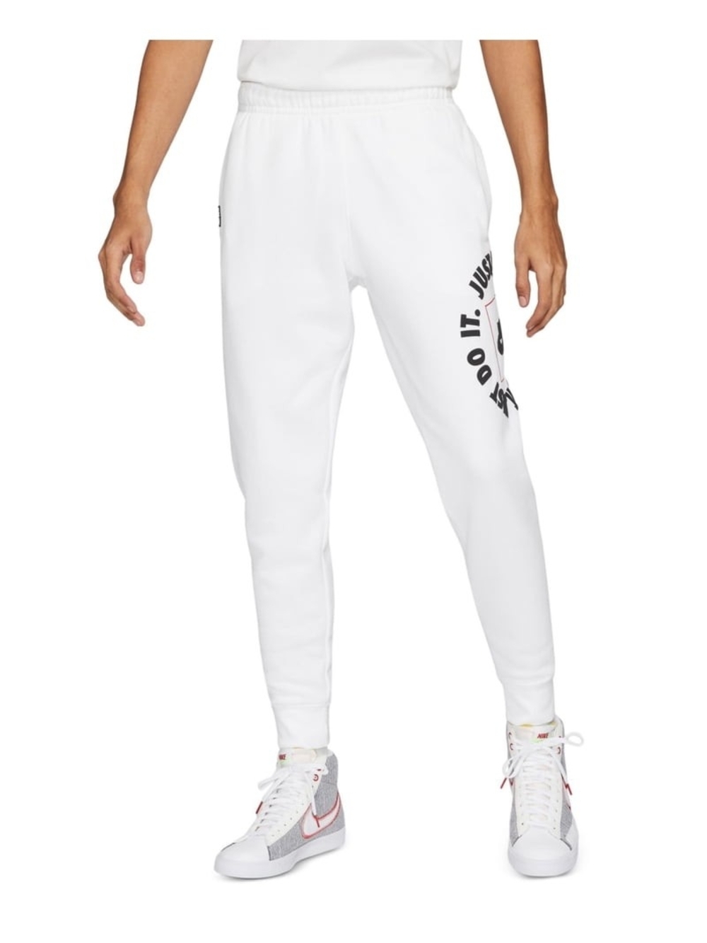 Nike Sportswear JDI Circle Logo Fleece Joggers White DA0144-100 Size Small